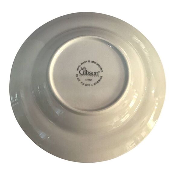 Gibson Black Tie White Soup Salad Bowls Gold Trim Ribbed Rim 8 5/8" Set of 4 - Picture 5 of 6